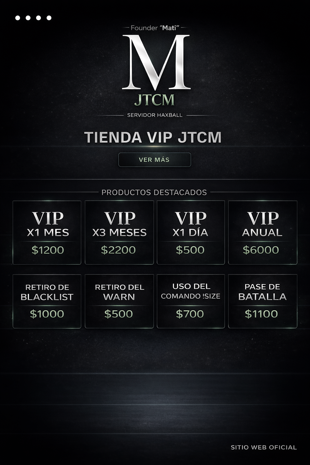 Tienda VIP JTCM - Catálogo de Productos